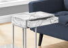 Monarch Specialties I 3772 Accent Table, C-shaped, End, Side, Snack, Storage Drawer, Living Room, Bedroom, Metal, Laminate, White Marble Look, Grey, Contemporary, Modern - - Mounts For Less