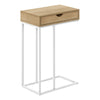Monarch Specialties I 3775 Accent Table, C-shaped, End, Side, Snack, Storage Drawer, Living Room, Bedroom, Metal, Laminate, Natural, White, Contemporary, Modern - - Mounts For Less