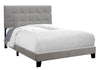 Monarch Specialties I 5920F Bed, Full Size, Platform, Bedroom, Frame, Upholstered, Linen Look, Wood Legs, Grey, Transitional - - Mounts For Less