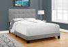 Monarch Specialties I 5920F Bed, Full Size, Platform, Bedroom, Frame, Upholstered, Linen Look, Wood Legs, Grey, Transitional - - Mounts For Less
