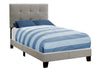 Monarch Specialties I 5920T Bed, Twin Size, Platform, Teen, Frame, Upholstered, Linen Look, Wood Legs, Grey, Transitional - - Mounts For Less