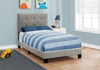 Monarch Specialties I 5920T Bed, Twin Size, Platform, Teen, Frame, Upholstered, Linen Look, Wood Legs, Grey, Transitional - - Mounts For Less