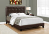 Monarch Specialties I 5922F Bed, Full Size, Platform, Bedroom, Frame, Upholstered, Pu Leather Look, Wood Legs, Brown, Transitional - - Mounts For Less