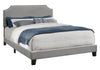 Monarch Specialties I 5925Q Bed, Queen Size, Platform, Bedroom, Frame, Upholstered, Linen Look, Wood Legs, Grey, Chrome, Transitional - - Mounts For Less
