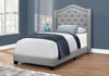 Monarch Specialties I 5966T Bed, Twin Size, Platform, Teen, Frame, Upholstered, Velvet, Wood Legs, Grey, Chrome, Traditional - - Mounts For Less