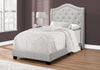 Monarch Specialties I 5967T Bed, Twin Size, Platform, Teen, Frame, Upholstered, Velvet, Wood Legs, Grey, Traditional - - Mounts For Less