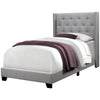 Monarch Specialties I 5984T Bed, Twin Size, Platform, Teen, Frame, Upholstered, Velvet, Wood Legs, Grey, Transitional - - Mounts For Less