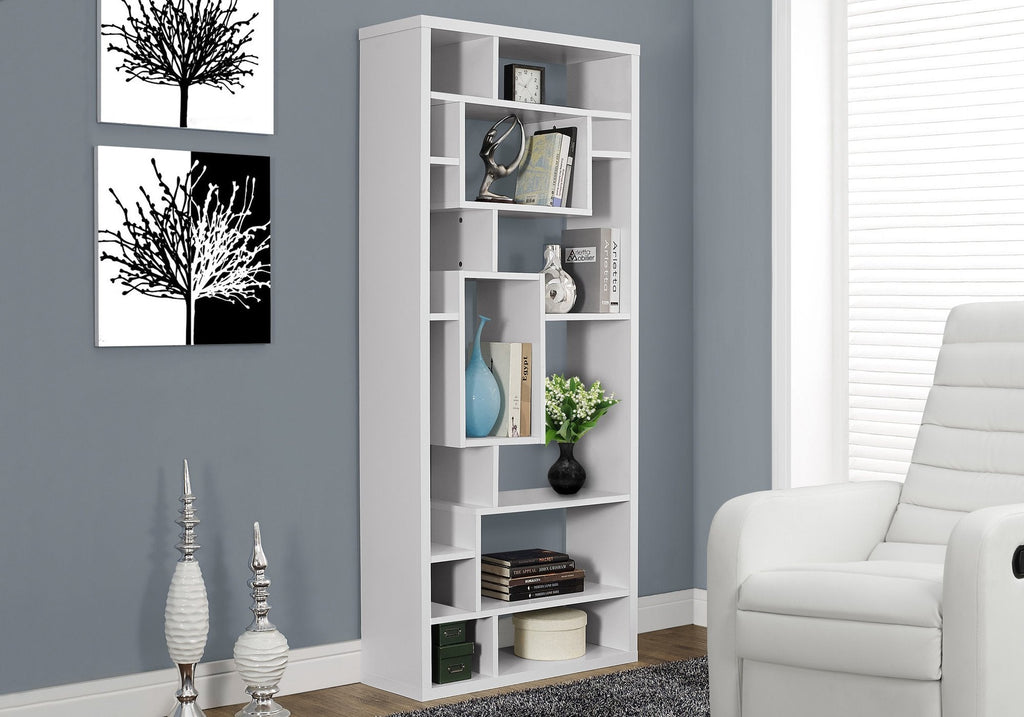 Monarch Specialties I 7071 Bookshelf, Bookcase, Etagere, 72"h, Office, Bedroom, Laminate, White, Contemporary, Modern - - Mounts For Less