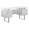 Monarch Specialties I 7081 Computer Desk, Home Office, Laptop, Left, Right Set-up, Storage Drawers, 60"l, Work, Metal, Laminate, White, Grey, Contemporary, Modern - - Mounts For Less