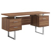 Monarch Specialties I 7083 Computer Desk, Home Office, Laptop, Left, Right Set-up, Storage Drawers, 60"l, Work, Metal, Laminate, Walnut, Grey, Contemporary, Modern - - Mounts For Less