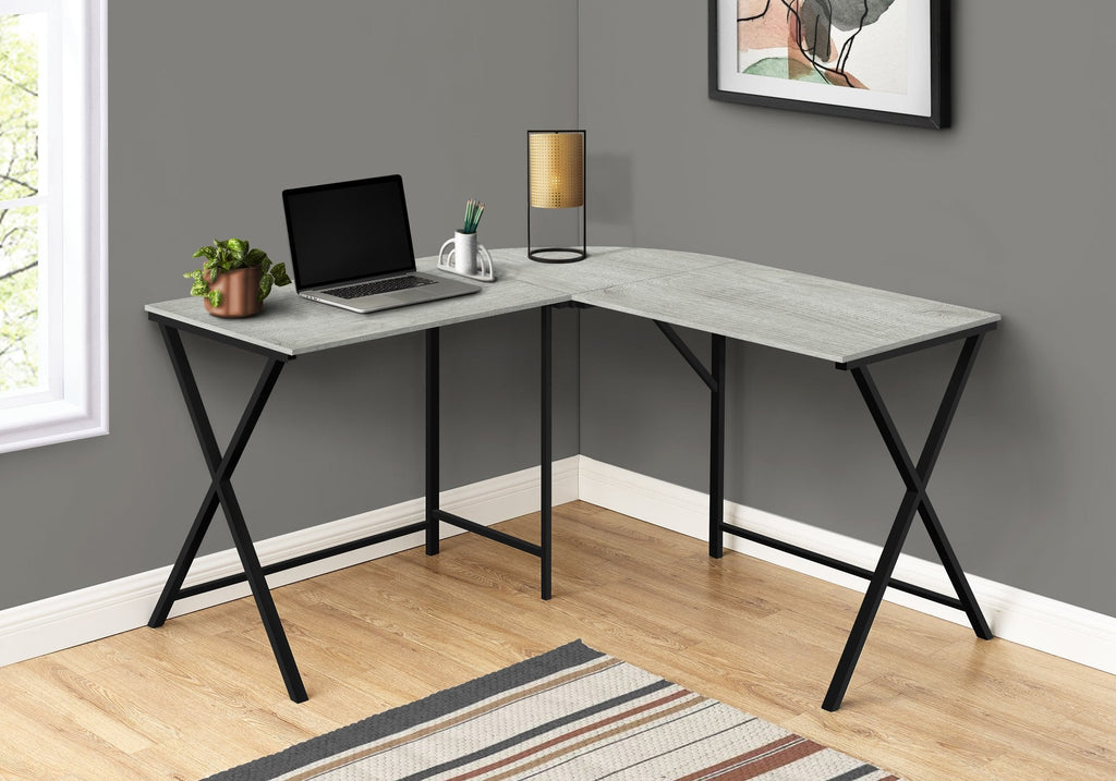 Monarch Specialties I 7196 Computer Desk, Home Office, Corner, 55"l, L Shape, Work, Laptop, Metal, Laminate, Grey, Black, Contemporary, Modern - - Mounts For Less
