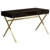 Monarch Specialties I 7210 Computer Desk, Home Office, Laptop, Storage Drawers, 48"l, Work, Metal, Laminate, Brown, Gold, Contemporary, Modern - - Mounts For Less