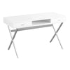 Monarch Specialties I 7211 Computer Desk, Home Office, Laptop, Storage Drawers, 48"l, Work, Metal, Laminate, Glossy White, Chrome, Contemporary, Modern - - Mounts For Less