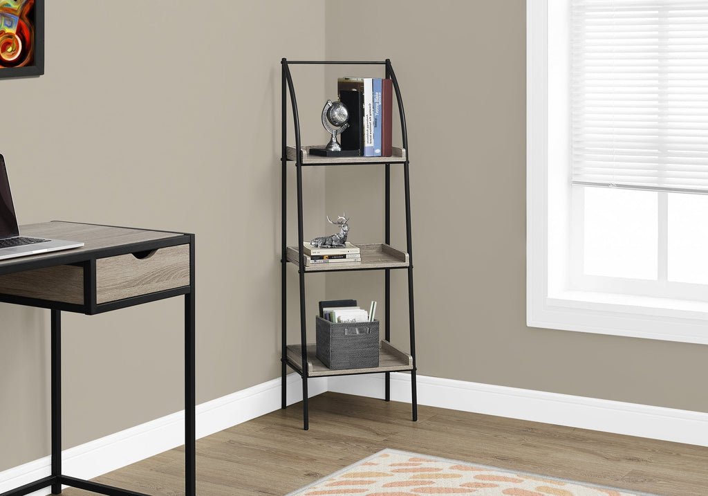 Monarch Specialties I 7228 Bookshelf, Bookcase, Etagere, Corner, 3 Tier, 48"h, Office, Bedroom, Metal, Laminate, Brown, Black, Contemporary, Modern - - Mounts For Less