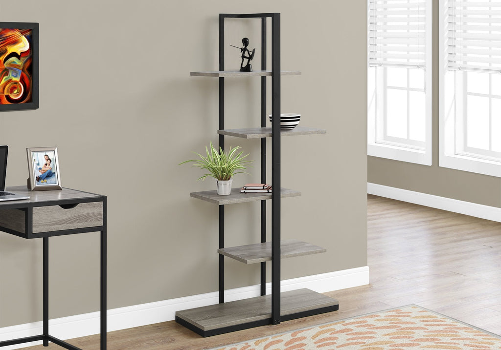 Monarch Specialties I 7232 Bookshelf, Bookcase, Etagere, 5 Tier, 60"h, Office, Bedroom, Metal, Laminate, Brown, Black, Contemporary, Modern - - Mounts For Less