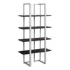 Monarch Specialties I 7239 Bookshelf, Bookcase, Etagere, 4 Tier, 60"h, Office, Bedroom, Metal, Laminate, Brown, Grey, Contemporary, Modern - - Mounts For Less