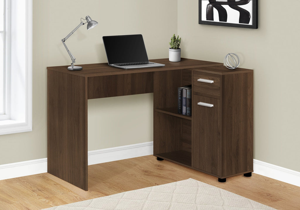 Monarch Specialties I 7348 Computer Desk, Home Office, Corner, Storage Drawers, 46"l, L Shape, Work, Laptop, Laminate, Walnut, Contemporary, Modern - - Mounts For Less