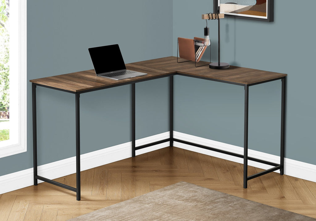 Monarch Specialties I 7391 Computer Desk, Home Office, Corner, 58"l, L Shape, Work, Laptop, Metal, Laminate, Brown, Black, Contemporary, Modern - - Mounts For Less
