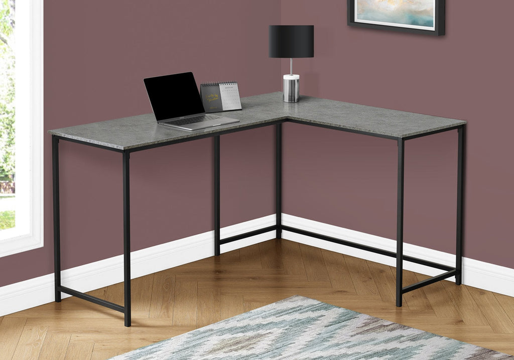 Monarch Specialties I 7392 Computer Desk, Home Office, Corner, 58"l, L Shape, Work, Laptop, Metal, Laminate, Grey, Black, Contemporary, Modern - - Mounts For Less