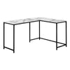Monarch Specialties I 7393 Computer Desk, Home Office, Corner, 58"l, L Shape, Work, Laptop, Metal, Laminate, White Marble Look, Black, Contemporary, Modern - - Mounts For Less