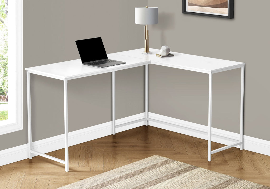 Monarch Specialties I 7395 Computer Desk, Home Office, Corner, 58"l, L Shape, Work, Laptop, Metal, Laminate, White, Contemporary, Modern - - Mounts For Less