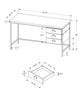 Monarch Specialties I 7486 Computer Desk, Home Office, Laptop, Storage Drawers, 55"l, Work, Metal, Laminate, Grey, Black, Contemporary, Modern - - Mounts For Less