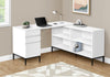 Monarch Specialties I 7494 Computer Desk, Home Office, Corner, Storage Drawers, 60"l, L Shape, Work, Laptop, Metal, Laminate, White, Black, Contemporary, Modern - - Mounts For Less