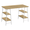 Monarch Specialties I 7529 Computer Desk, Home Office, Laptop, Storage Shelves, 48"l, Work, Metal, Laminate, Natural, White, Contemporary, Modern - - Mounts For Less