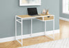 Monarch Specialties I 7575 Computer Desk, Home Office, Laptop, Storage Drawer, 42"l, Work, Metal, Laminate, Natural, White, Contemporary, Modern - - Mounts For Less