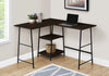 Monarch Specialties I 7590 Computer Desk, Home Office, Corner, Storage Shelves, 48"l, L Shape, Work, Laptop, Metal, Laminate, Brown, Black, Contemporary, Modern - - Mounts For Less