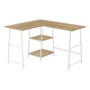 Monarch Specialties I 7597 Computer Desk, Home Office, Corner, Storage Shelves, 48"l, L Shape, Work, Laptop, Metal, Laminate, Natural, White, Contemporary, Modern - - Mounts For Less