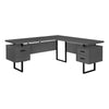 Monarch Specialties I 7615 Computer Desk, Home Office, Corner, Left, Right Set-up, Storage Drawers, 70"l, L Shape, Work, Laptop, Metal, Laminate, Grey, Black, Contemporary, Modern - - Mounts For Less