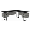 Monarch Specialties I 7617 Computer Desk, Home Office, Corner, Left, Right Set-up, Storage Drawers, 70"l, L Shape, Work, Laptop, Metal, Laminate, Grey, Black, Contemporary, Modern - - Mounts For Less