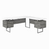 Monarch Specialties I 7618 Computer Desk, Home Office, Corner, Left, Right Set-up, Storage Drawers, 70"l, L Shape, Work, Laptop, Metal, Laminate, Grey, White, Contemporary, Modern - - Mounts For Less