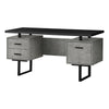 Monarch Specialties I 7632 Computer Desk, Home Office, Laptop, Left, Right Set-up, Storage Drawers, 60"l, Work, Metal, Laminate, Grey, Black, Contemporary, Modern - - Mounts For Less