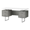 Monarch Specialties I 7633 Computer Desk, Home Office, Laptop, Left, Right Set-up, Storage Drawers, 60"l, Work, Metal, Laminate, Grey, White, Contemporary, Modern - - Mounts For Less