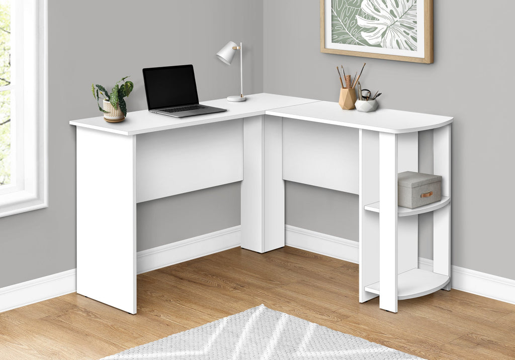 Monarch Specialties I 7723 Computer Desk, Home Office, Corner, Storage Shelves, 48"l, L Shape, Work, Laptop, Laminate, White, Contemporary, Modern - - Mounts For Less