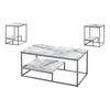 Monarch Specialties I 7963P Table Set, 3pcs Set, Coffee, End, Side, Accent, Living Room, Metal, Laminate, White Marble Look, Grey, Contemporary, Modern - - Mounts For Less