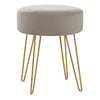 Monarch Specialties I 9000 Ottoman, Pouf, Footrest, Foot Stool, 14" Round, Fabric, Metal Legs, Beige, Gold, Contemporary, Modern - - Mounts For Less