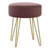 Monarch Specialties I 9001 Ottoman, Pouf, Footrest, Foot Stool, 14" Round, Fabric, Metal Legs, Pink, Gold, Contemporary, Modern - - Mounts For Less