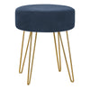 Monarch Specialties I 9002 Ottoman, Pouf, Footrest, Foot Stool, 14" Round, Fabric, Metal Legs, Blue, Gold, Contemporary, Modern - - Mounts For Less
