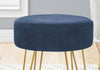 Monarch Specialties I 9002 Ottoman, Pouf, Footrest, Foot Stool, 14" Round, Fabric, Metal Legs, Blue, Gold, Contemporary, Modern - - Mounts For Less