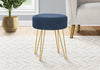 Monarch Specialties I 9002 Ottoman, Pouf, Footrest, Foot Stool, 14" Round, Fabric, Metal Legs, Blue, Gold, Contemporary, Modern - - Mounts For Less