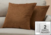 Monarch Specialties I 9269 Pillows, Set Of 2, 18 X 18 Square, Insert Included, Decorative Throw, Accent, Sofa, Couch, Bedroom, Polyester, Hypoallergenic, Brown, Modern - - Mounts For Less
