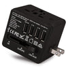Veho TA-1 - Universal Multi-Region Travel Adapter with 4 USB 5V / 3.5A Ports, Black - - Mounts For Less