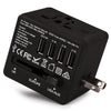 Veho TA-1 - Universal Multi-Region Travel Adapter with 4 USB 5V / 3.5A Ports, Black - - Mounts For Less