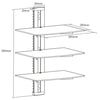 GlobalTone 3 shelves Wall Mount for devices in black tempered glass LT - - Mounts For Less