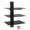 GlobalTone 3 shelves Wall Mount for devices in black tempered glass LT - - Mounts For Less