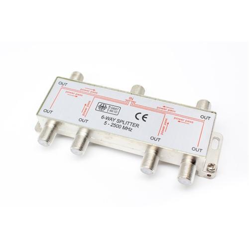 Globaltone 6 Way Coax Cable Splitter F Type Screw 5~2500 Mhz - - Mounts For Less