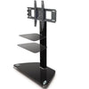 Swivel TV stand with 3 shelves in tempered glass BLACK Up to 52" - - Mounts For Less